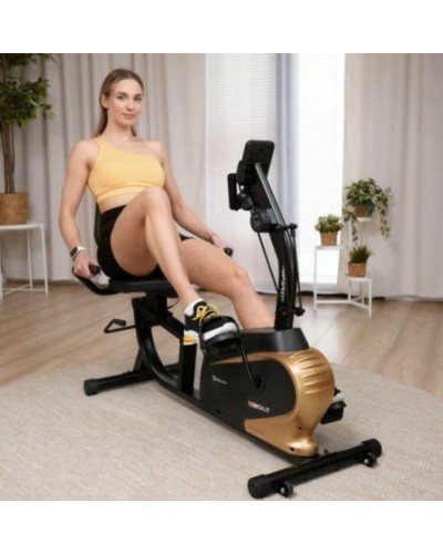 Горизонтальний велотренажер Hop-Sport HS-045L Volt магнітний золотистий