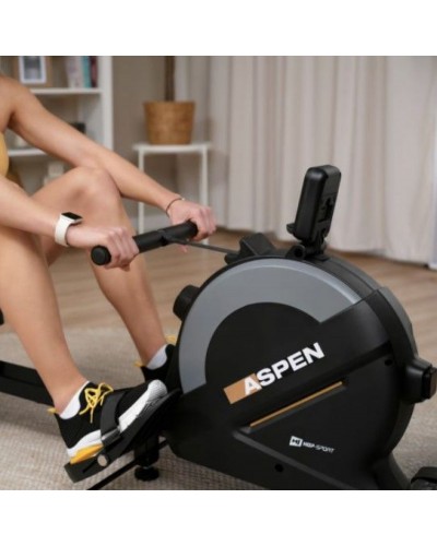Гребний тренажер Hop-Sport HS-080R Aspen магнітний чорний із золотистим