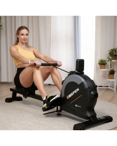 Гребний тренажер Hop-Sport HS-080R Aspen магнітний чорний із золотистим